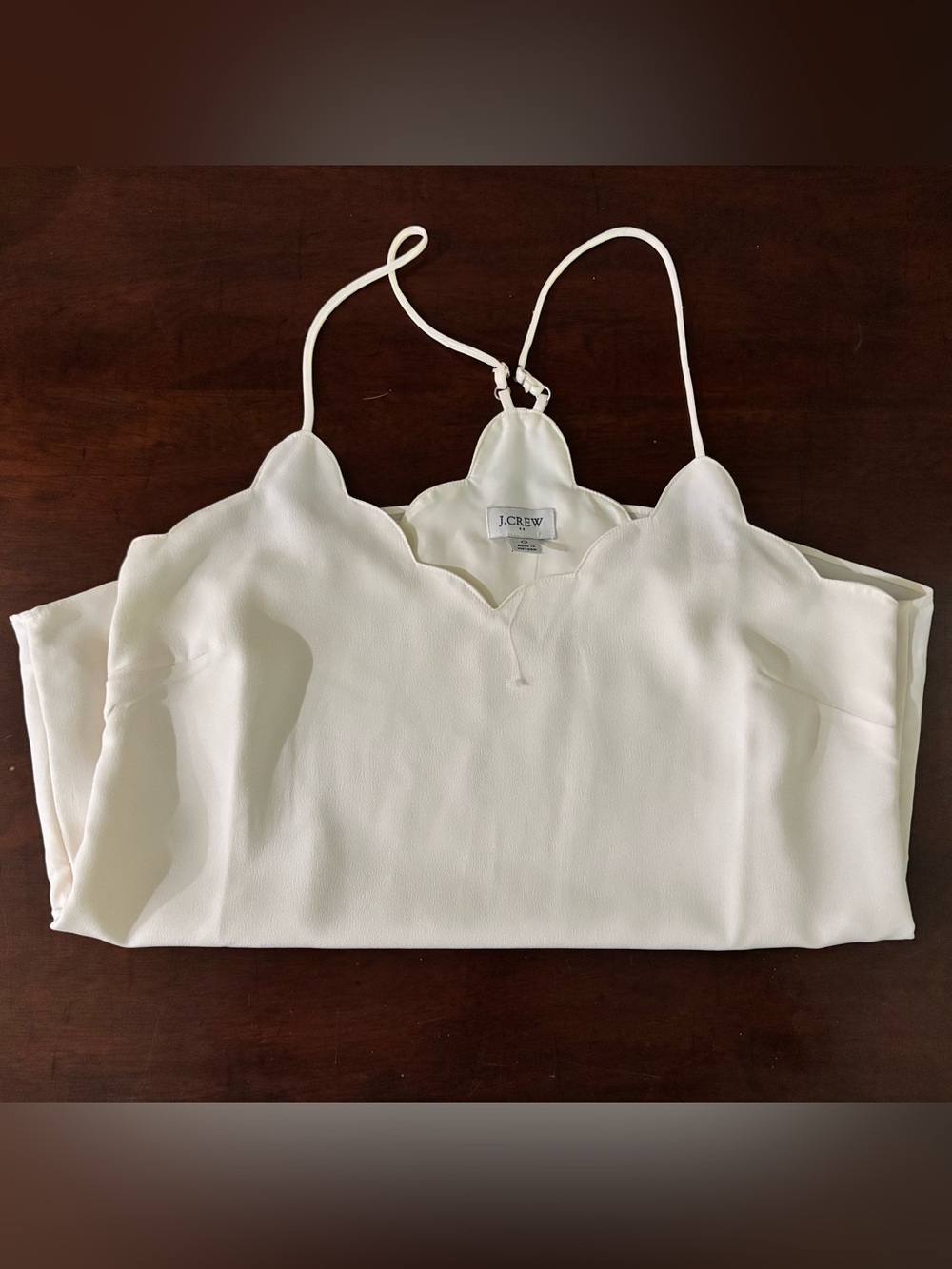 J. Crew Ivory Scallop-Edge V-Neck Camisole Size 0 XS. NWOT
